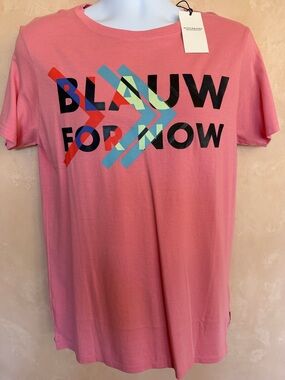 Scotch & Soda Pink Graphic "BLAUW FOR NOW" Men’s Tee